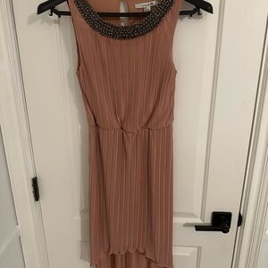 Forever 21 Blush High Low Dress with Beaded Neckline